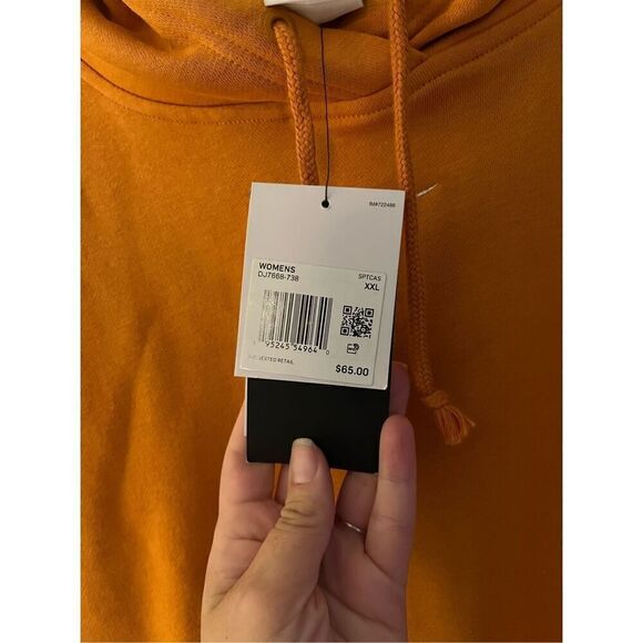 Nike NSW Essentials Women's Oversized Hoodie center swoosh orange 2XL Light Curr - Picture 5 of 6